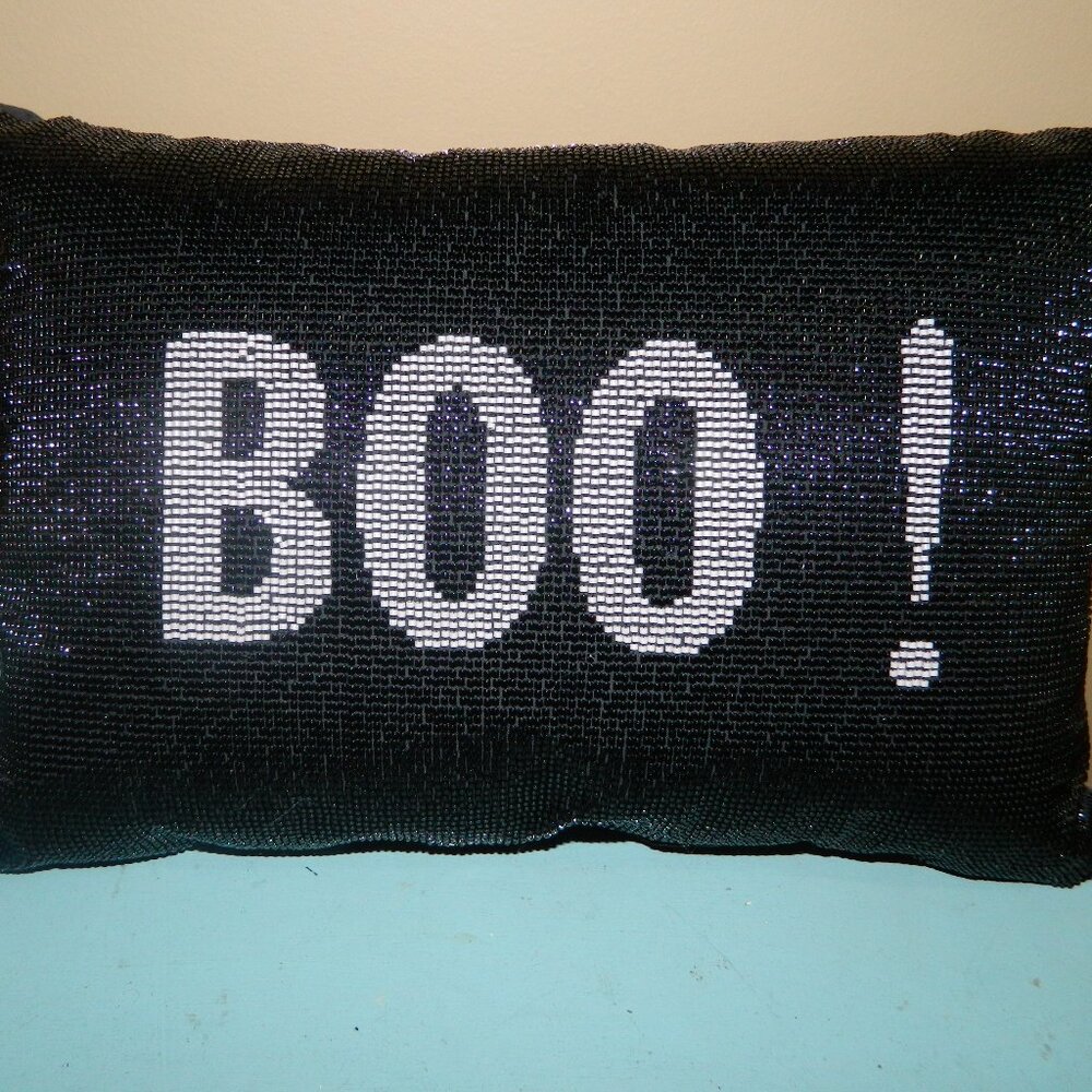 Pottery Barn Halloween BOO Beaded Pillow